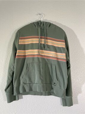 O'Neill Sage Green Pullover Offshore Hoodie with Peach Stripes surfer skater y2k
